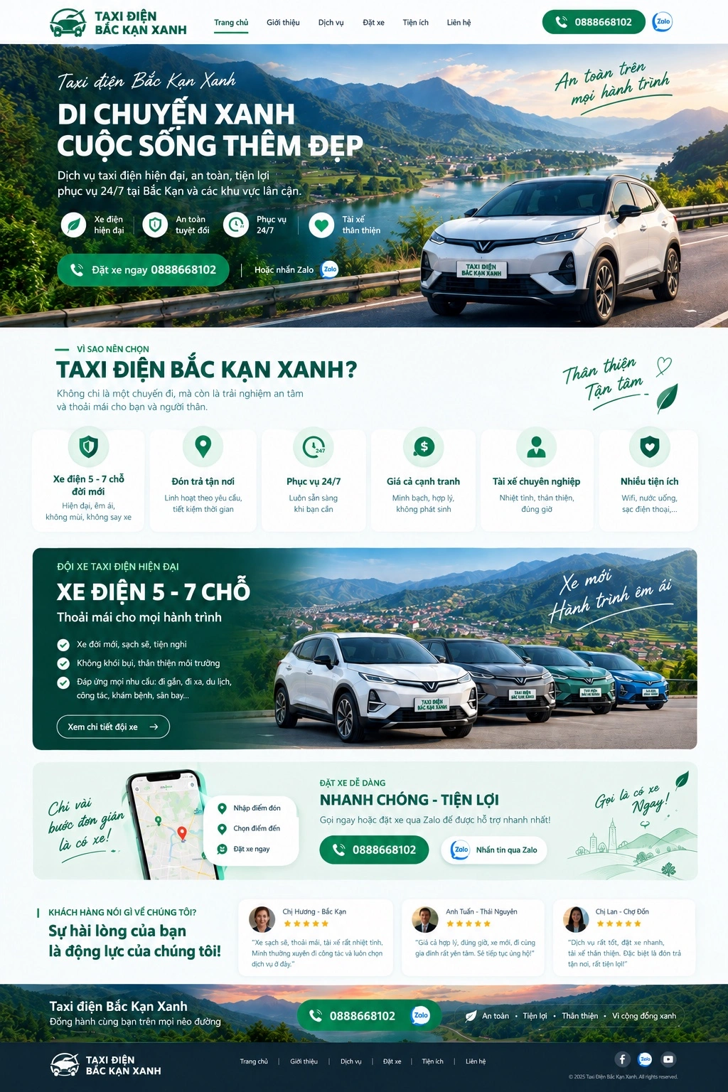 Taxi Điện Bắc Kạn Xanh - Di chuyển xanh, cuộc sống thêm đẹp